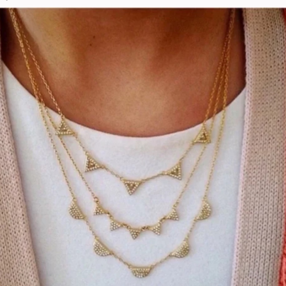 Stella & Dot Pave Chevron Necklace Gold